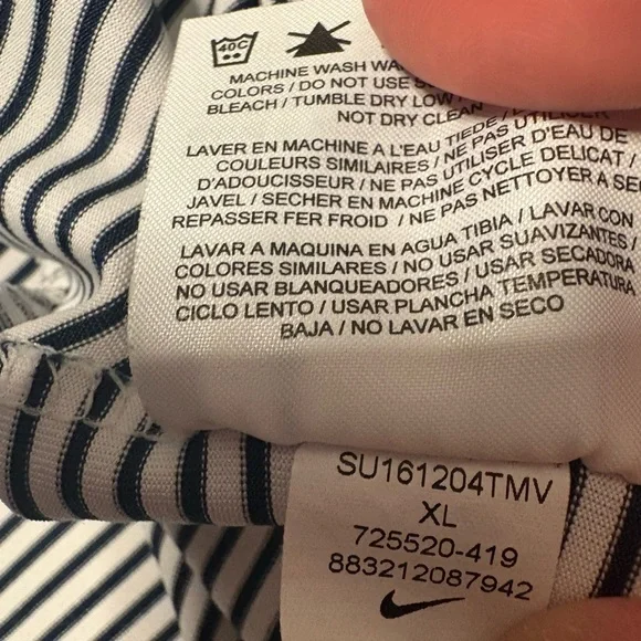 Nike Golf Polo Navy Blue and White Striped Jesuit golf Men’s XL - Picture 10 of 11